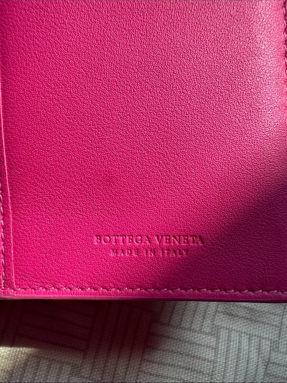 Bottega Veneta Hot Pink Intrecciato Fold-Over Wallet